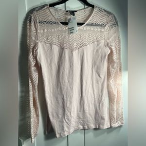 H&M. Long sleeve light pink/tan top. Size Medium